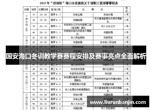 国安海口冬训教学赛赛程安排及赛事亮点全面解析